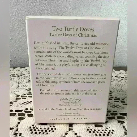 Hallmark 2012 Christmas Ornament  “Two Turtle Doves” Twelve Days of Christmas #2 - Picture 8 of 8